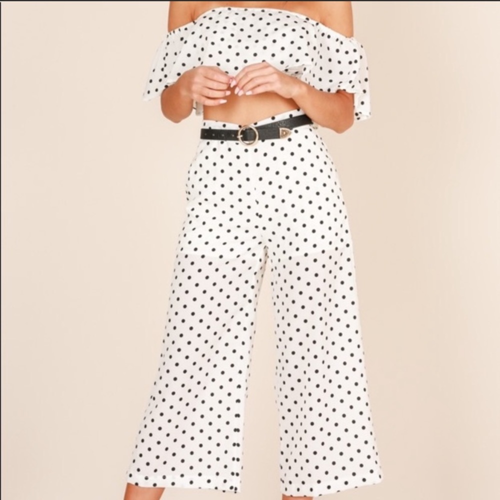2 Piece. Polka dot wide leg and crop top set by Showpo